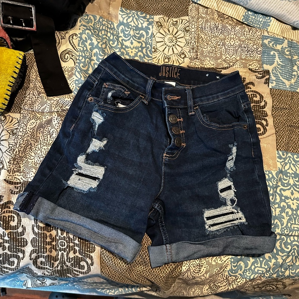 justice ripped jean shorts